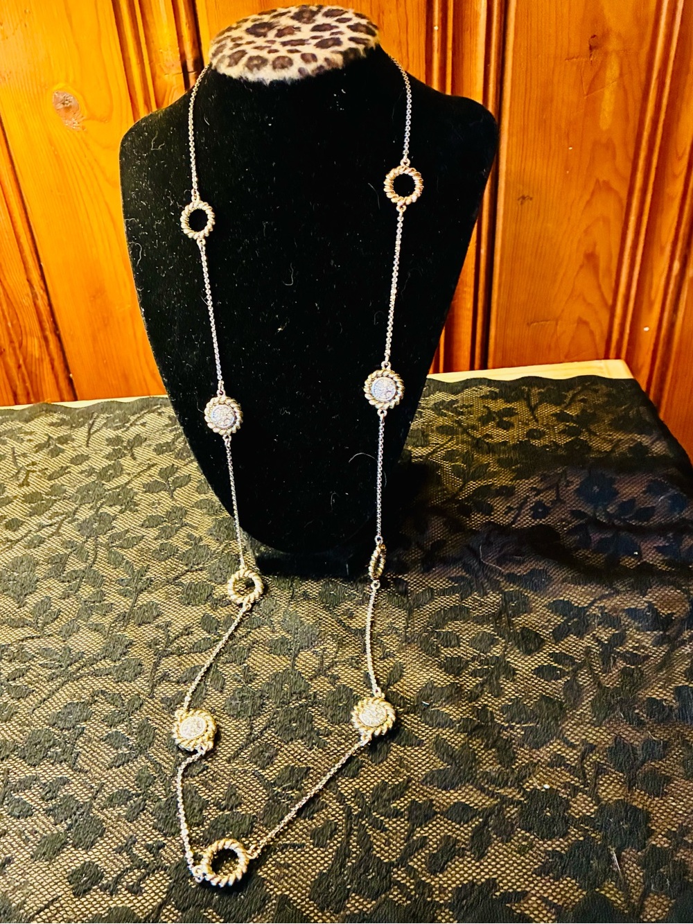 Monet Gold-Tone Long Floral Station Necklace